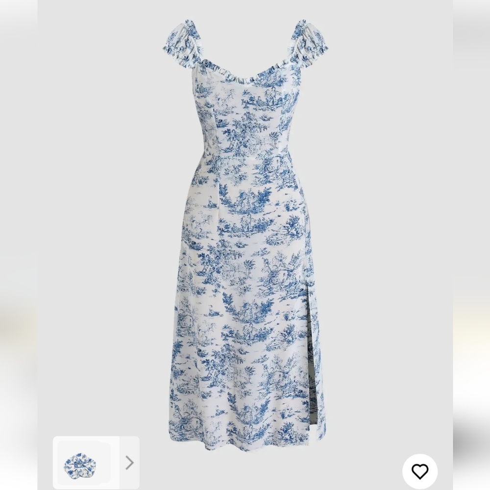 NWT Cider Blue and white ruffle dress